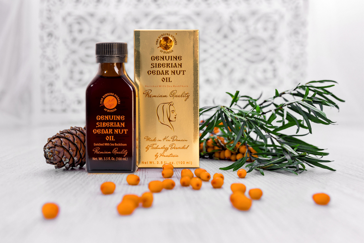 Cedar nut oil enriched with sea buckthorn  for angina pectoris