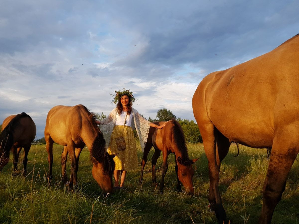 A woman with horses