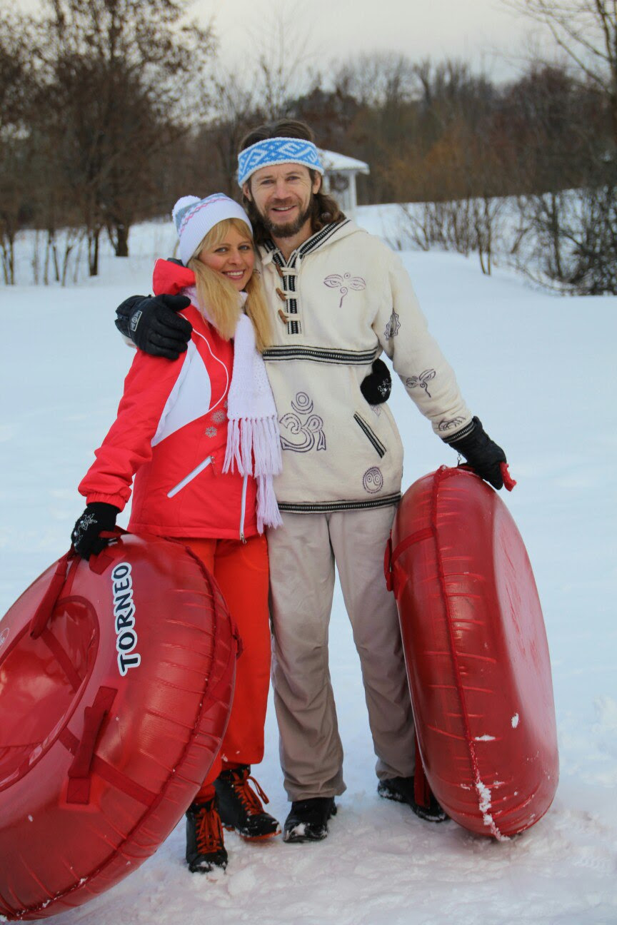 A happy couple in kin's Settlement «Rodovoye»