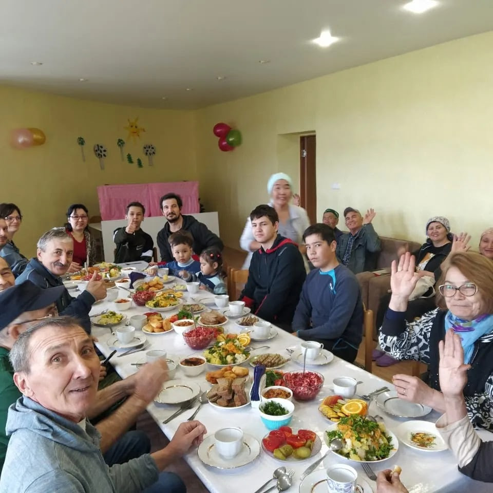 Every year settlers meet together at a large and generous table, celebrating the Kazakh holiday Nauryz
