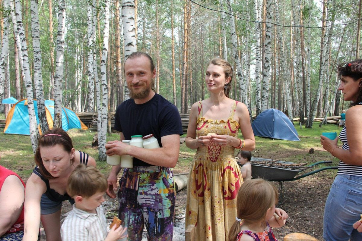 Children and family in the forest