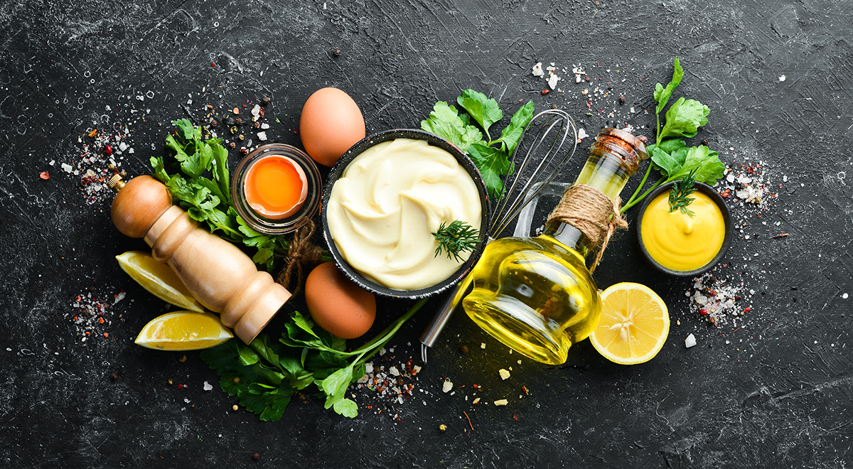 Homemade mayonnaise with cedar nut oil