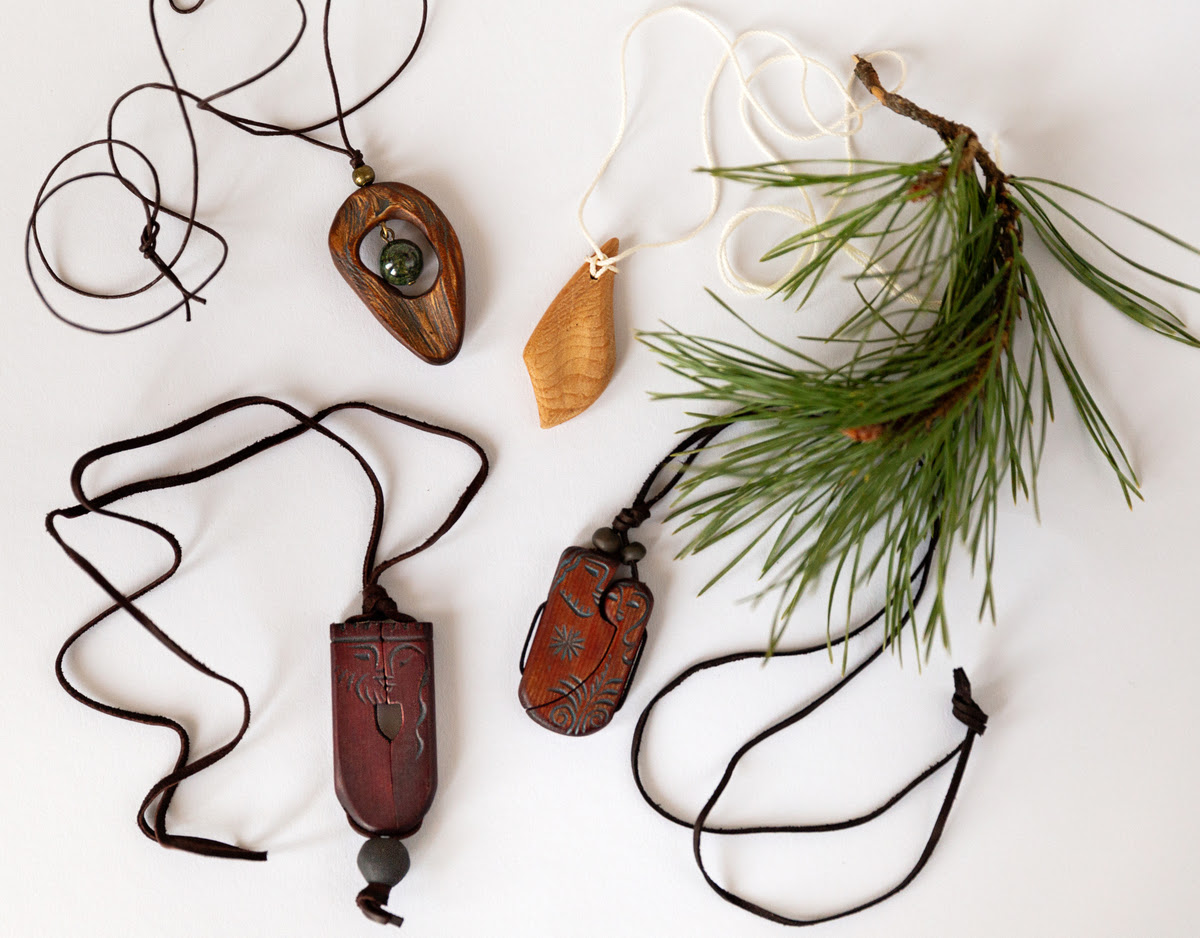 Cedar wood amulets as a gift for Christmas