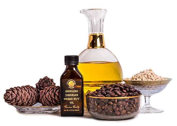 Siberian cedar nut oil bearing 'The Ringing Cedars of Russia' brand name.